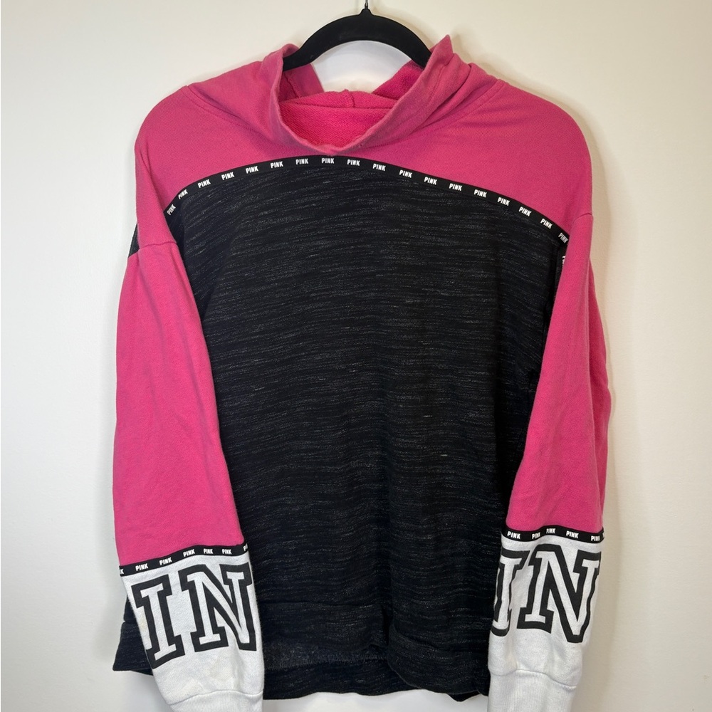 PINK Victoria's Secret Black and Pink Hoodie